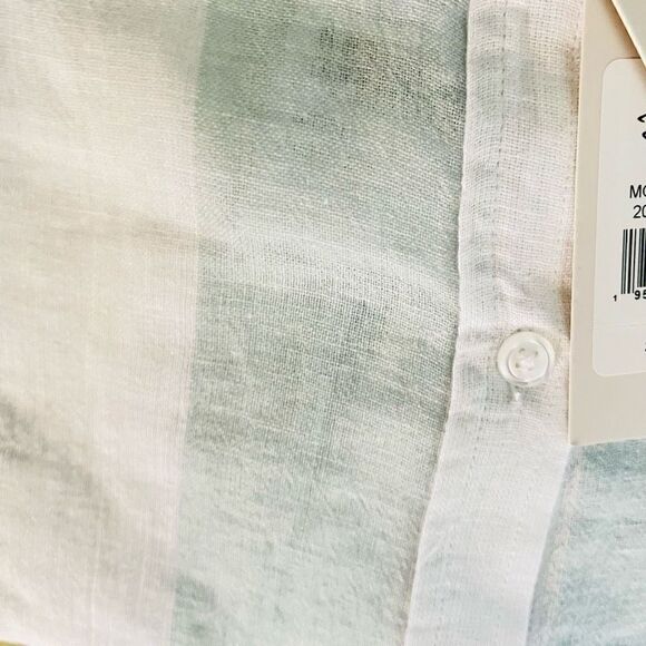RAILS Women's Charli‎ Awning Stripe Linen Blend Blouse, Large, White/Blue, NWT - Picture 10 of 15